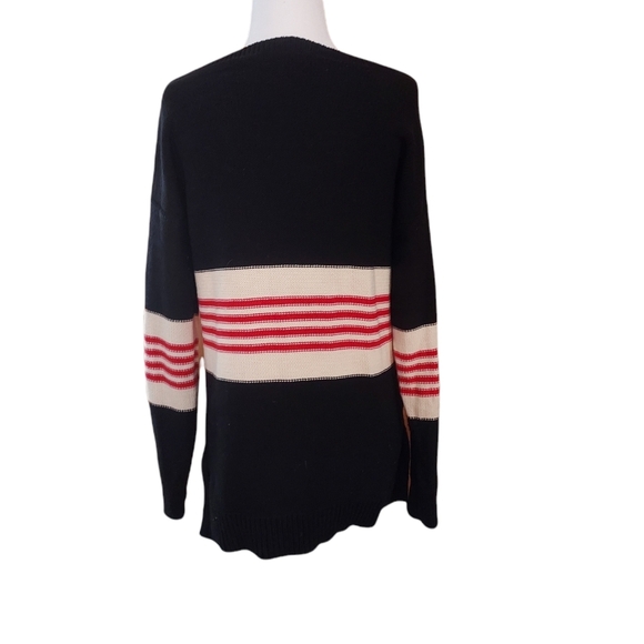 Ann Taylor XS Sweater Striped Knit Relaxed Woman Black Red White. Dimens… - Picture 3 of 3